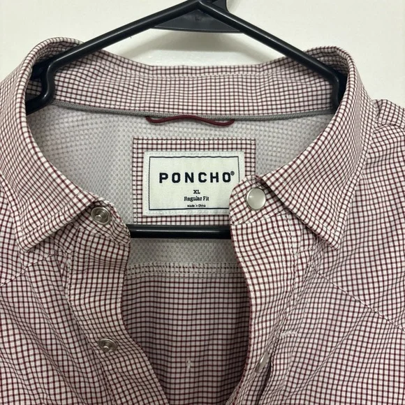 Poncho Shirt Mens XL Maroon Plaid Performance Vented Fishing Western Cowboy - Picture 2 of 4